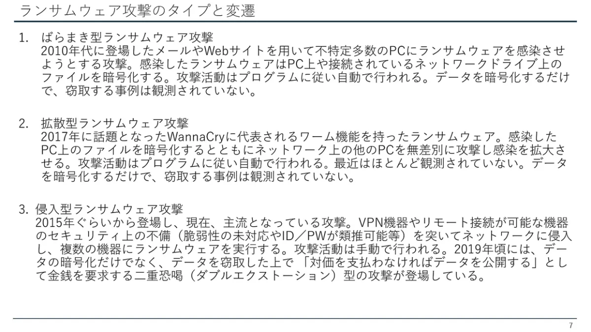 ランサムウェア攻撃のタイプと変遷 スライド
