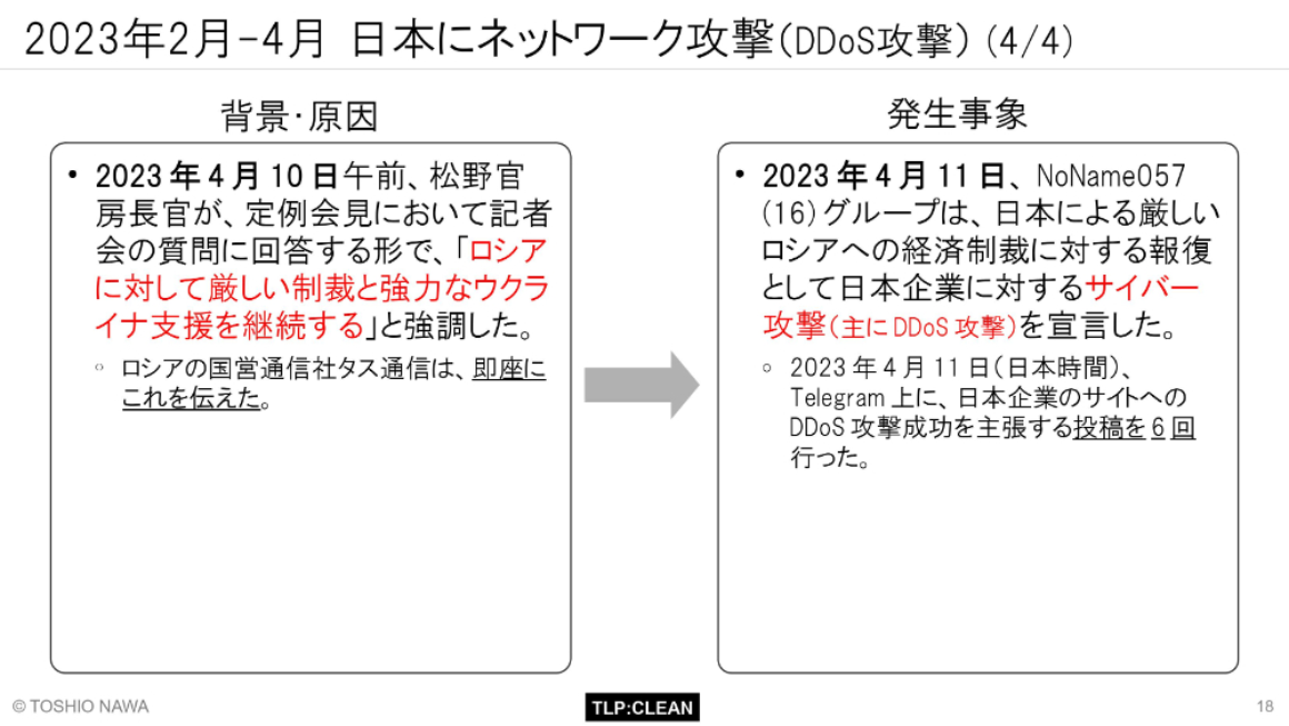 2023年2月-4月 日本にネットワーク攻撃（DDoS攻撃） スライド5 