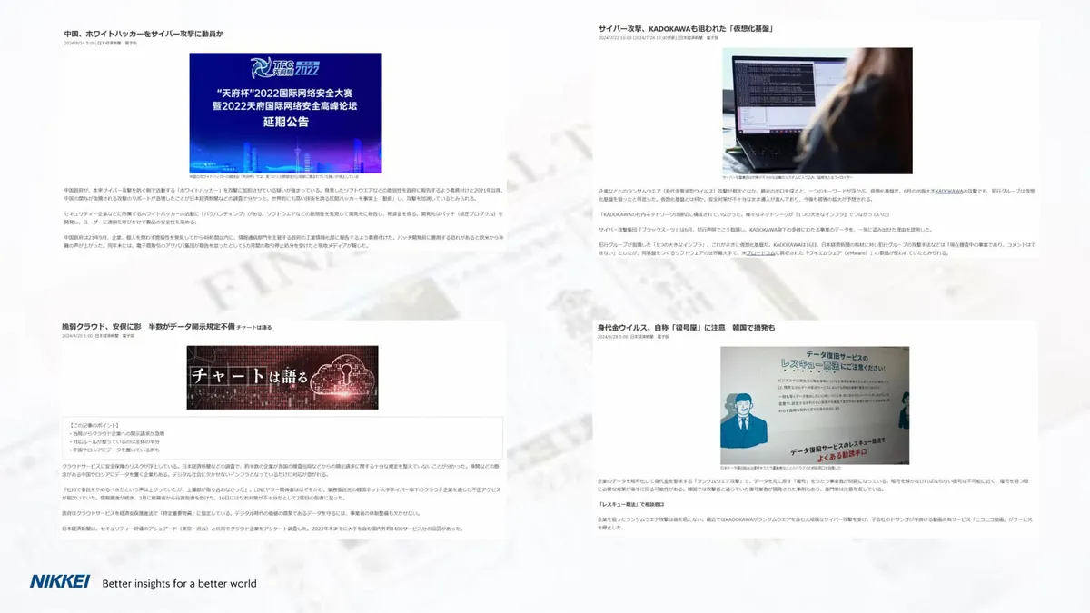 直近に手掛けた記事の例 スライド 