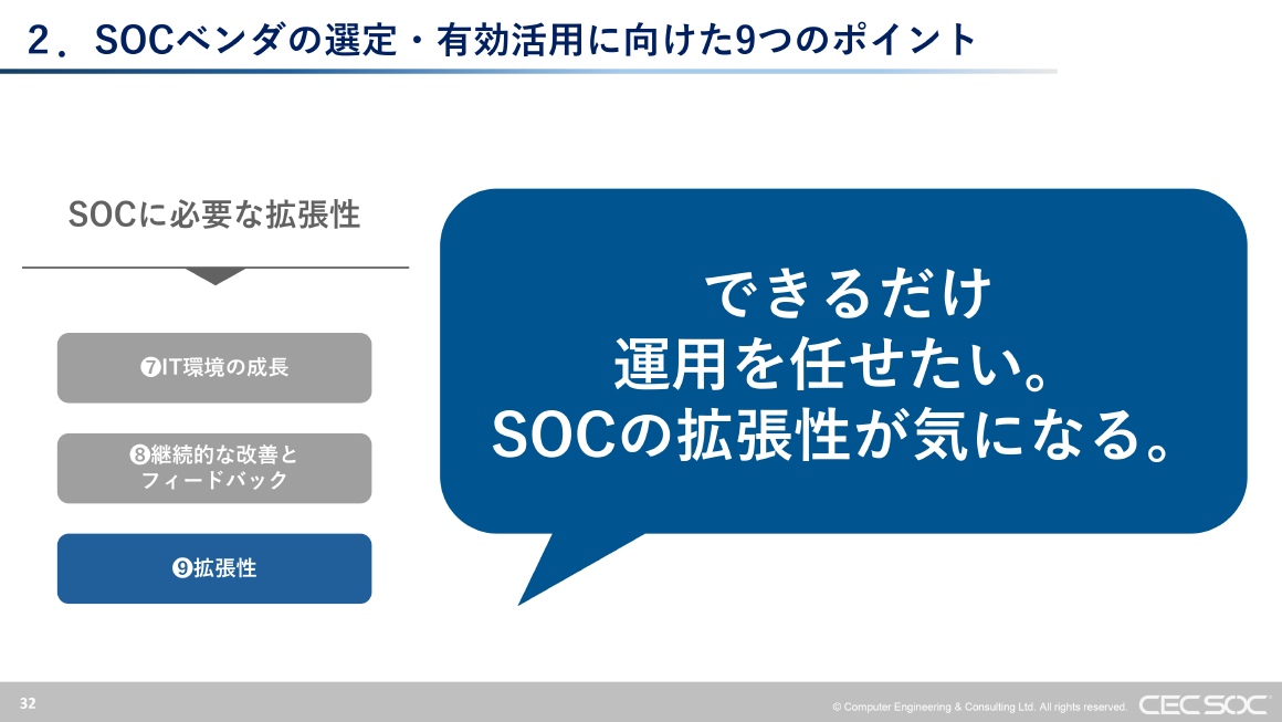 2. SOCベンダの選定・有効活用に向けた9つのポイント スライド 