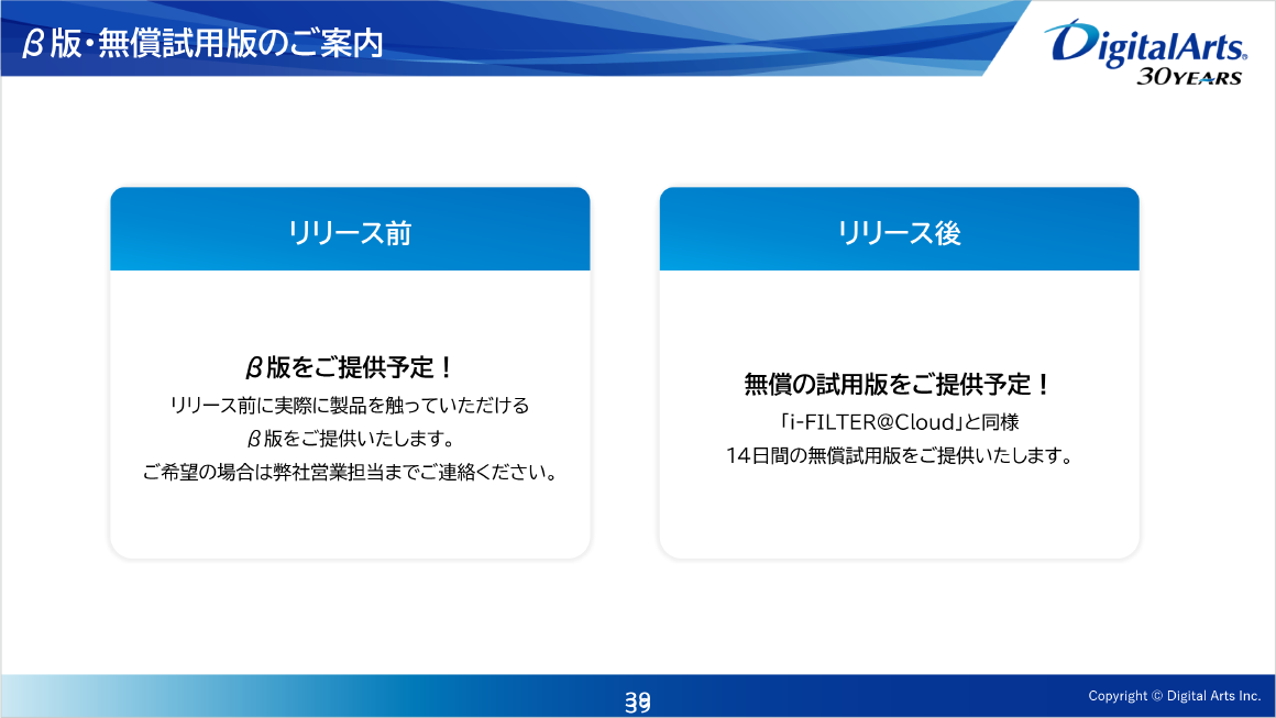β版・無償試用版のご案内 スライド 