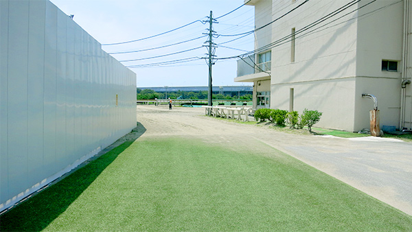 新棟と旧棟間はの競走馬が通行 有線を引くことができない