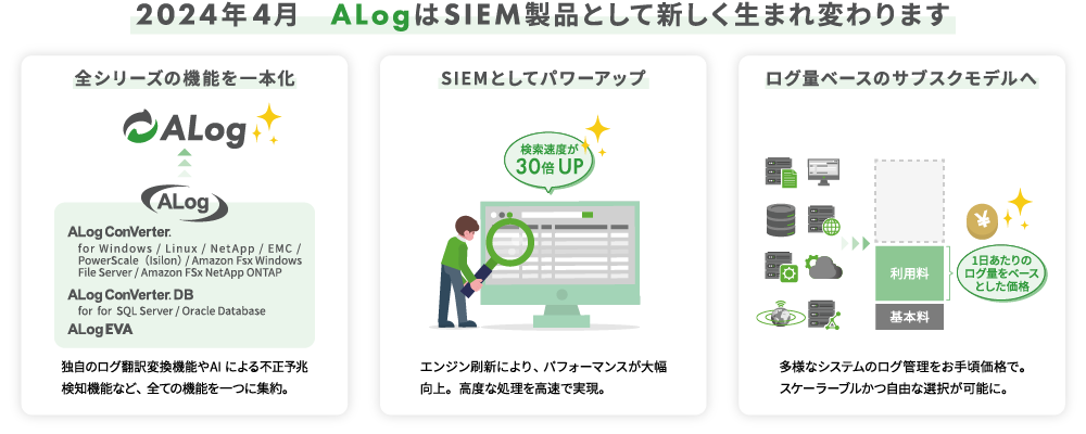 2024年4月 ALogはSIEM製品として新しく生まれ変わります
