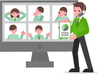 結果を報告している人のイラスト