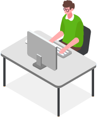 PCを使っている人のイラスト