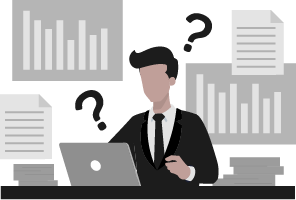 情報を把握しきれず困っている人のイラスト